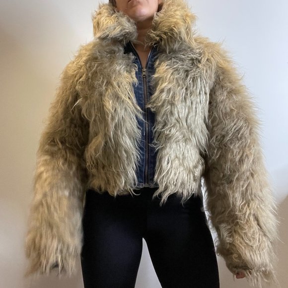 Reversible Y2K Faux Fur Denim Jacket -M- - Picture 13 of 16